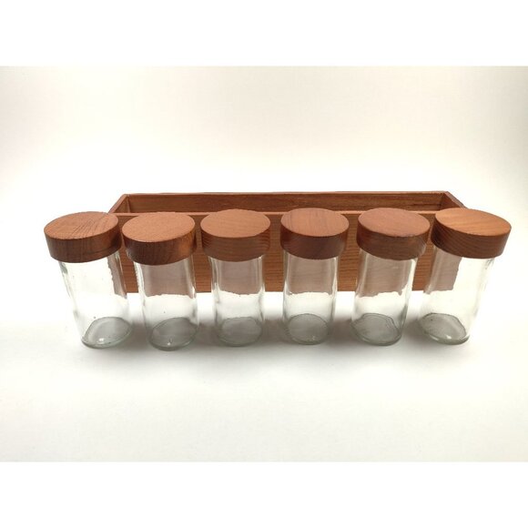 Crate & Barrel Carter McGuyer 6 Bottle Wooden Spice Box - Picture 2 of 7